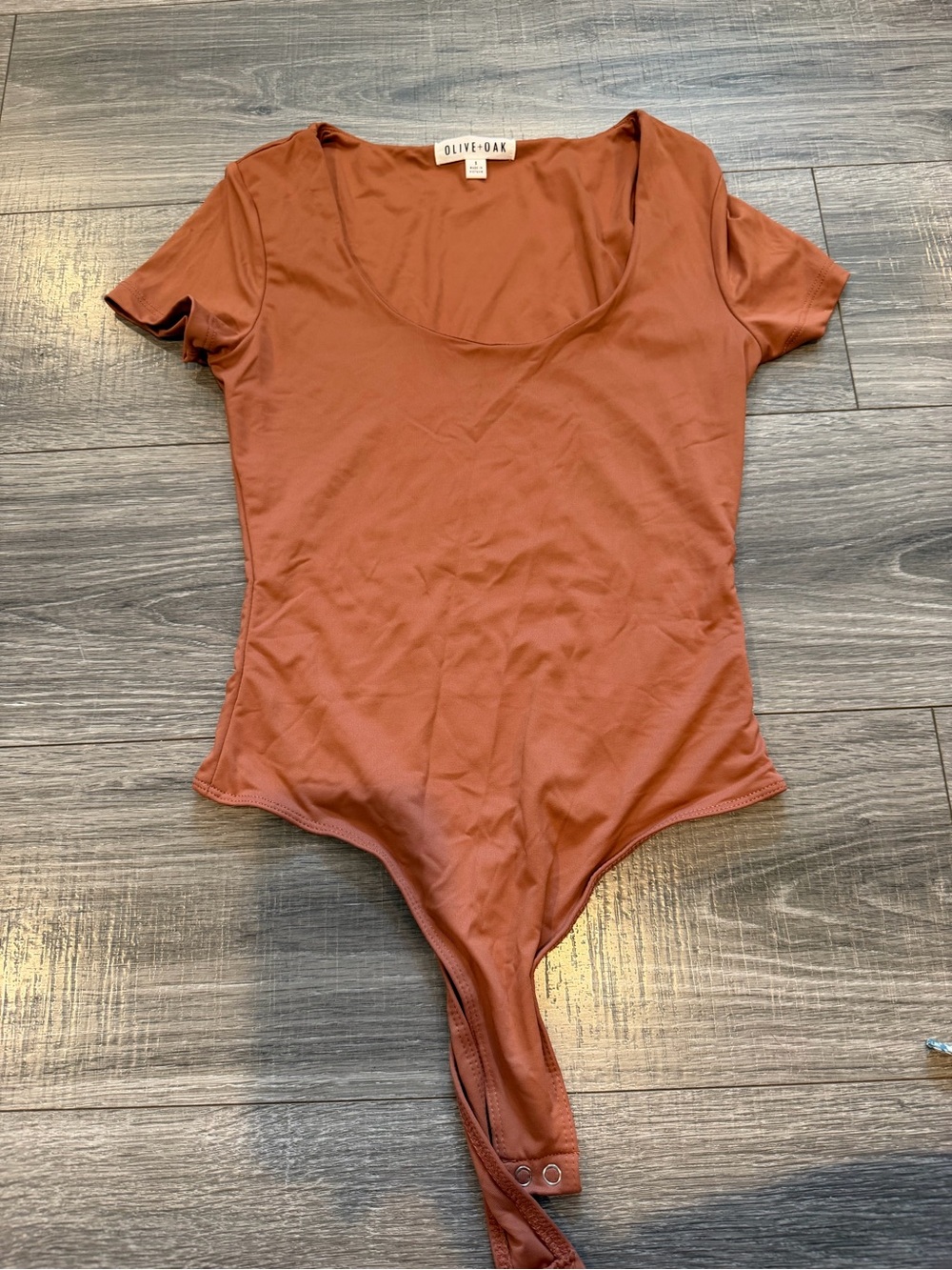 Olive & Oak Scoop Neck Short Sleeve Rust Bodysuit